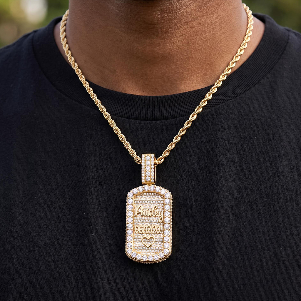Iced Out Rotating Double Sided Custom Name&Photo DogTag Pendant Iced Out Rotating Double Sided Custom Name&Photo DogTag Pendant