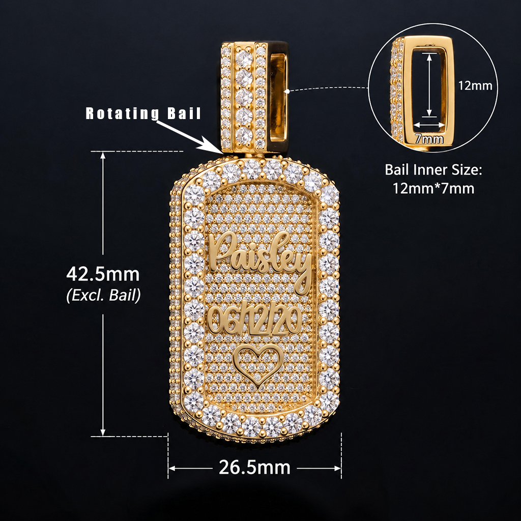 Iced Out Rotating Double Sided Custom Name&Photo DogTag Pendant Iced Out Rotating Double Sided Custom Name&Photo DogTag Pendant