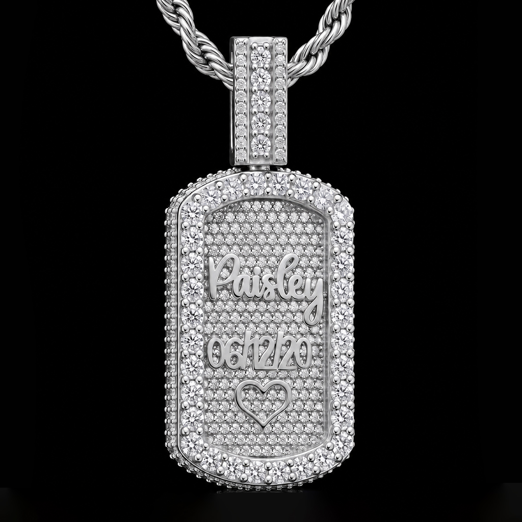 Iced Out Rotating Double Sided Custom Name&Photo DogTag Pendant Iced Out Rotating Double Sided Custom Name&Photo DogTag Pendant