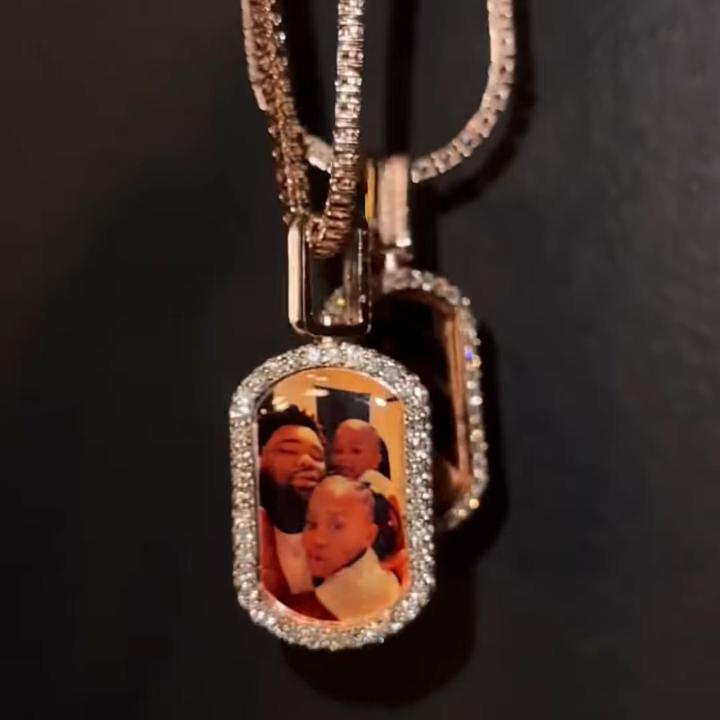 Iced Out Rotating Double Sided Custom Name&Photo DogTag Pendant