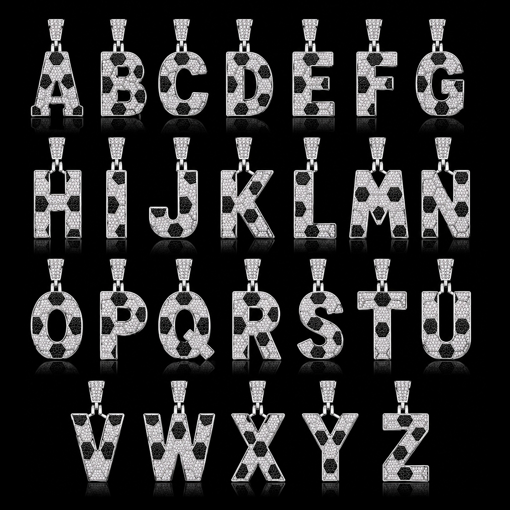 Iced Out Soccer A-Z Letter Pendant Iced Out Soccer A-Z Letter Pendant