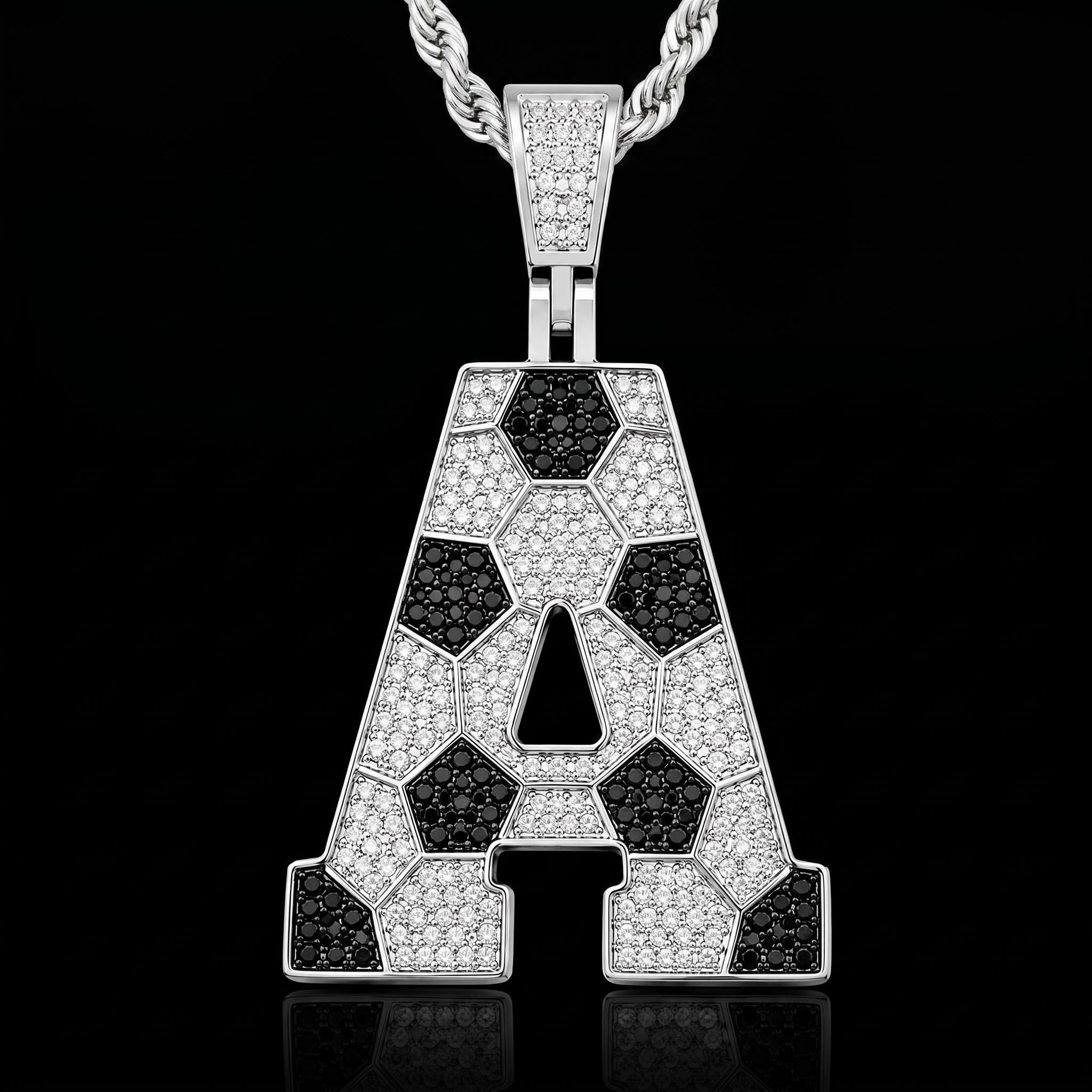 Iced Out Soccer A-Z Letter Pendant Iced Out Soccer A-Z Letter Pendant