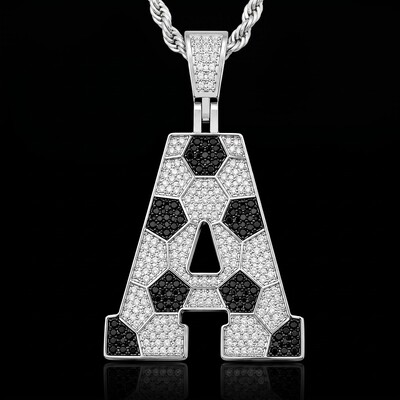 Iced Out Soccer A-Z Letter Pendant