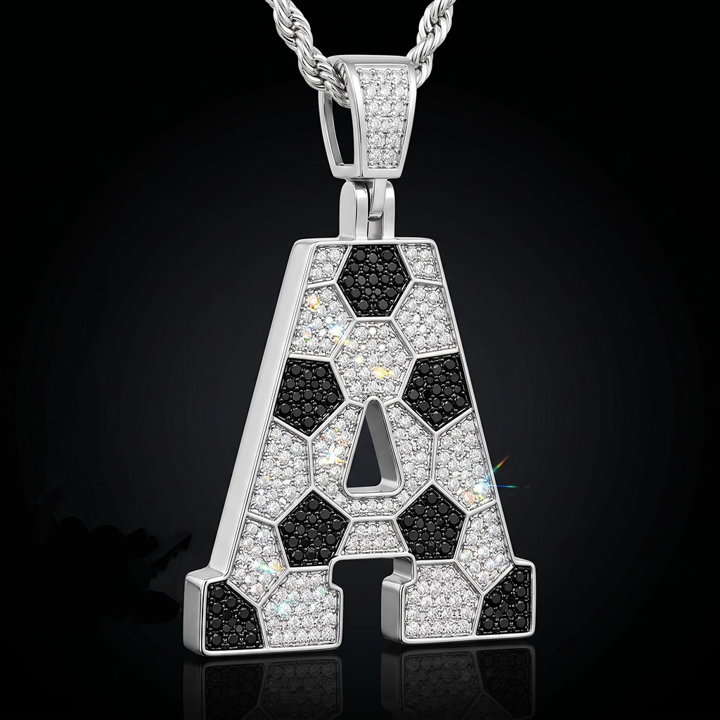 Iced Out Soccer A-Z Letter Pendant Iced Out Soccer A-Z Letter Pendant