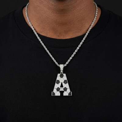 Iced Out Soccer A-Z Letter Pendant