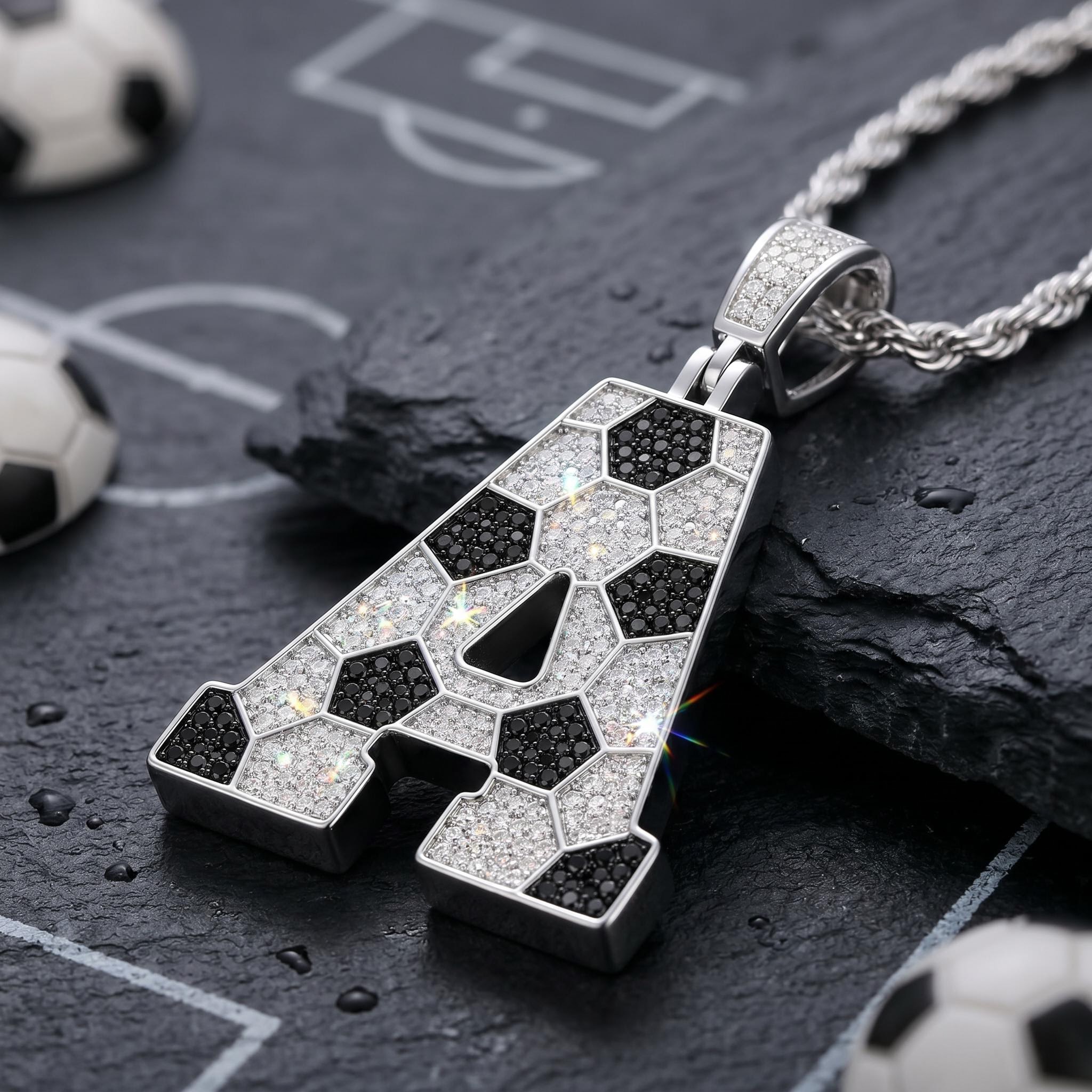 Iced Out Soccer A-Z Letter Pendant Iced Out Soccer A-Z Letter Pendant