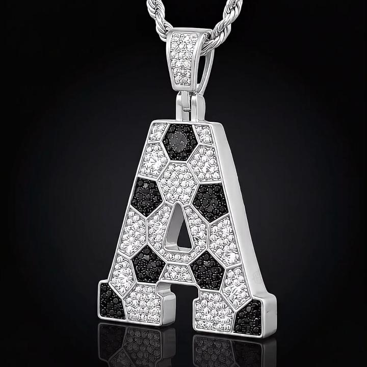 Iced Out Soccer A-Z Letter Pendant Iced Out Soccer A-Z Letter Pendant