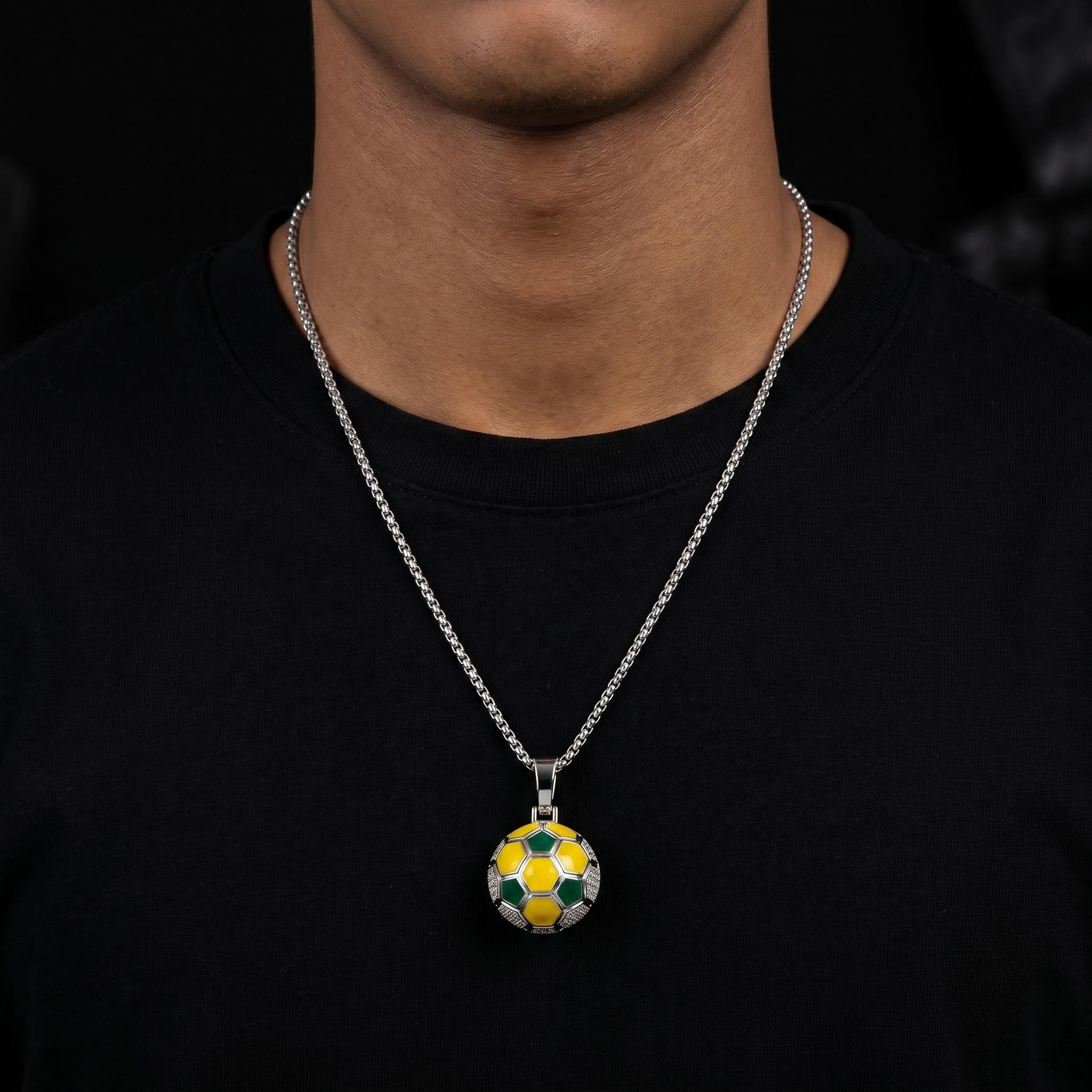 Iced Out Brazil Soccer Pendant Iced Out Brazil Soccer Pendant