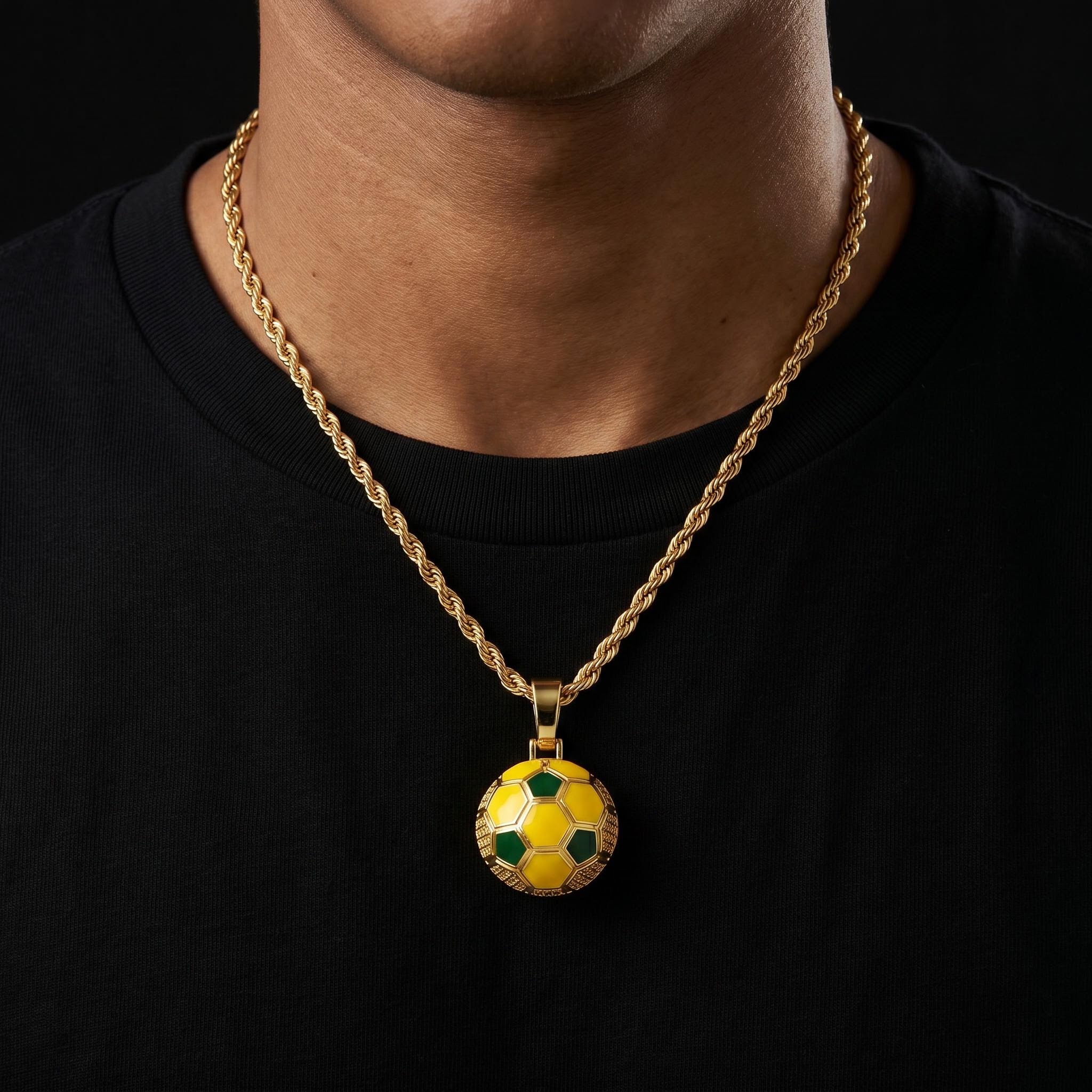 Iced Out Brazil Soccer Pendant Iced Out Brazil Soccer Pendant