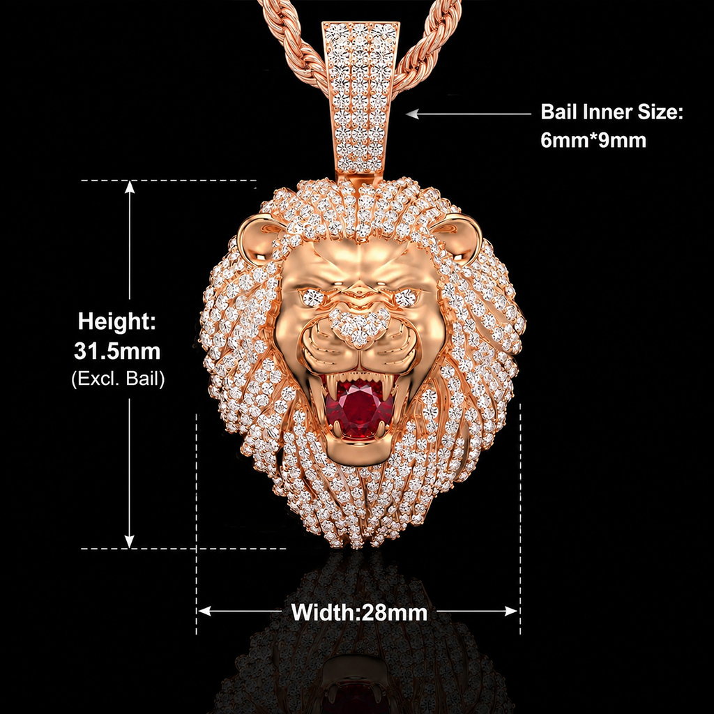 Iced Out Ruby Lion Pendant Iced Out Ruby Lion Pendant