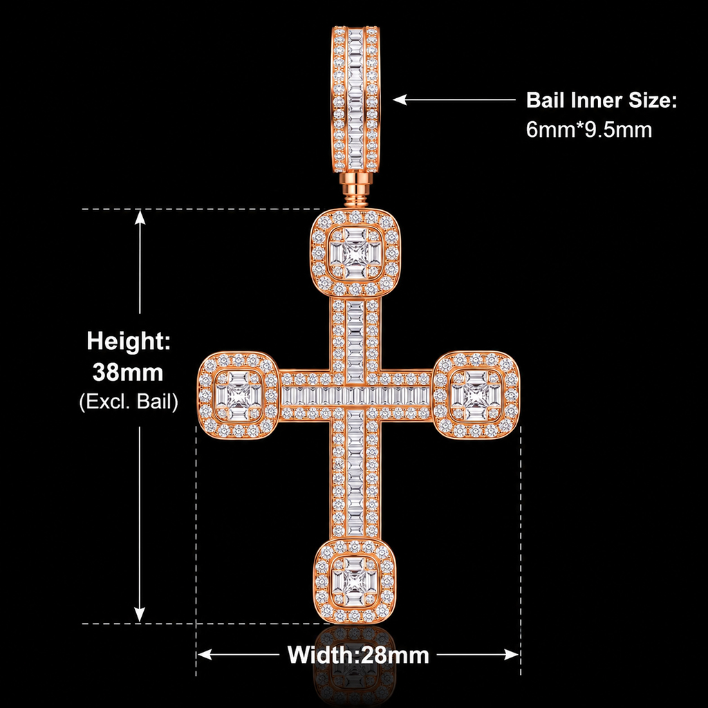 Iced Out Baguette Cross Urn Pendant