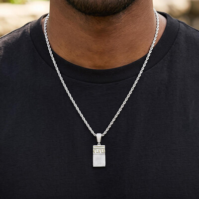 Iced Out Greek Key Urn pendant