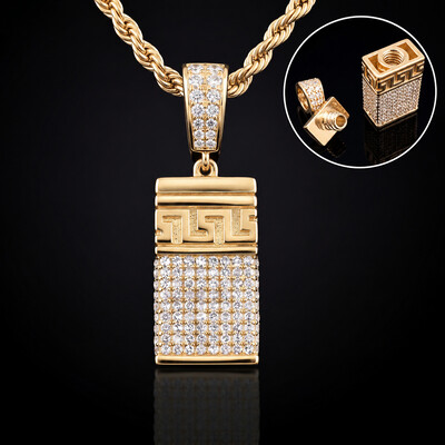 Iced Out Greek Key Urn pendant
