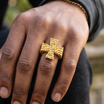 Cross Nugget Ring