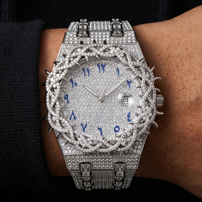 Iced Thorn Watch in White Gold