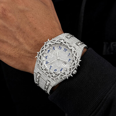 Iced Thorn Watch in White Gold