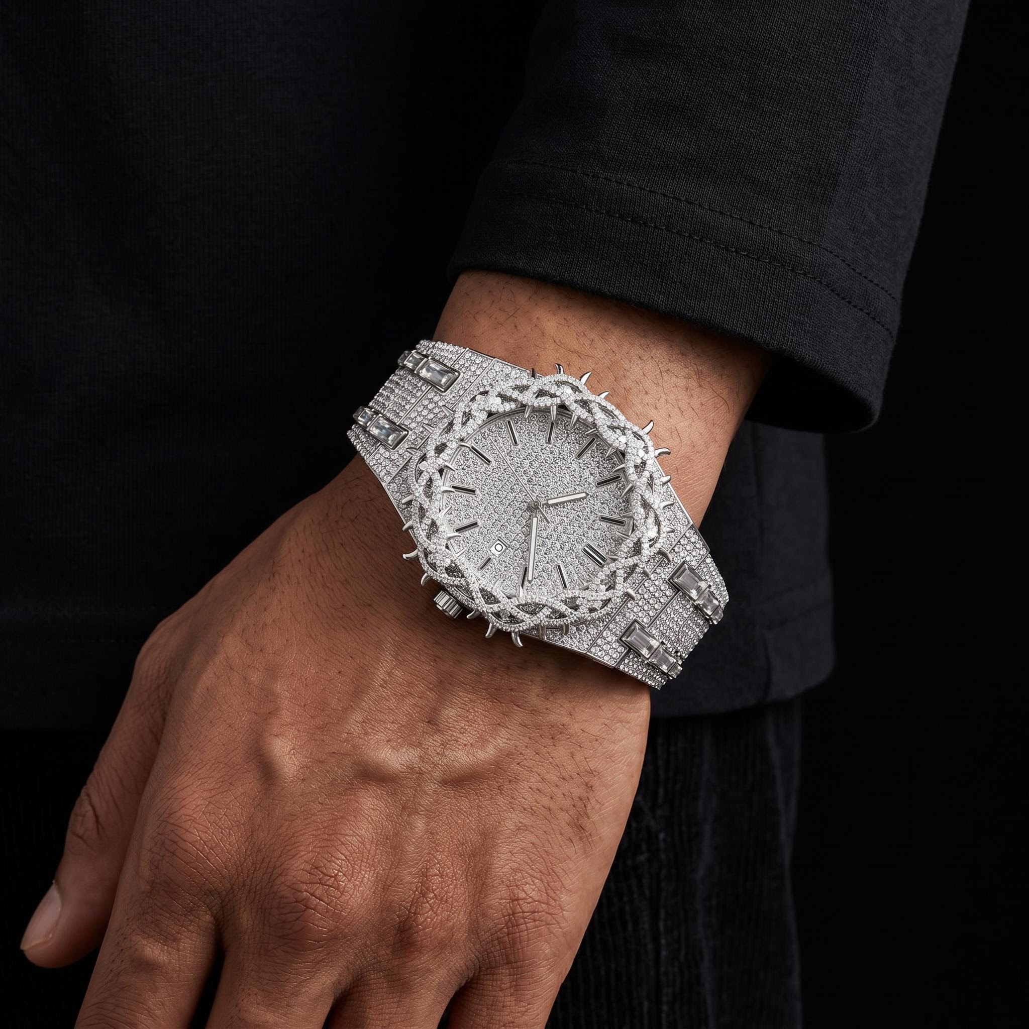 Iced Thorn Bezel Watch in White Gold Iced Thorn Bezel Watch in White Gold