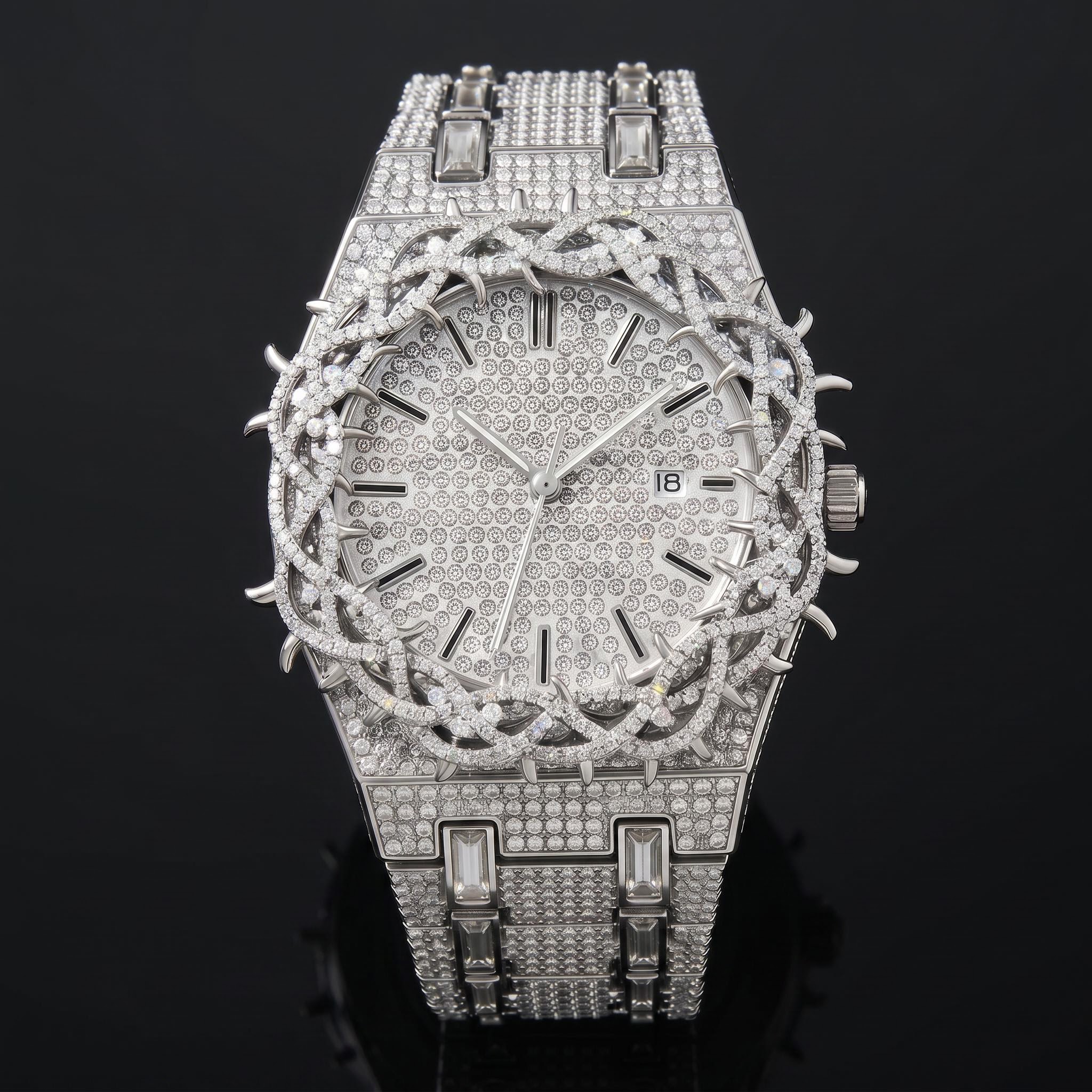 Iced Thorn Bezel Watch in White Gold Iced Thorn Bezel Watch in White Gold