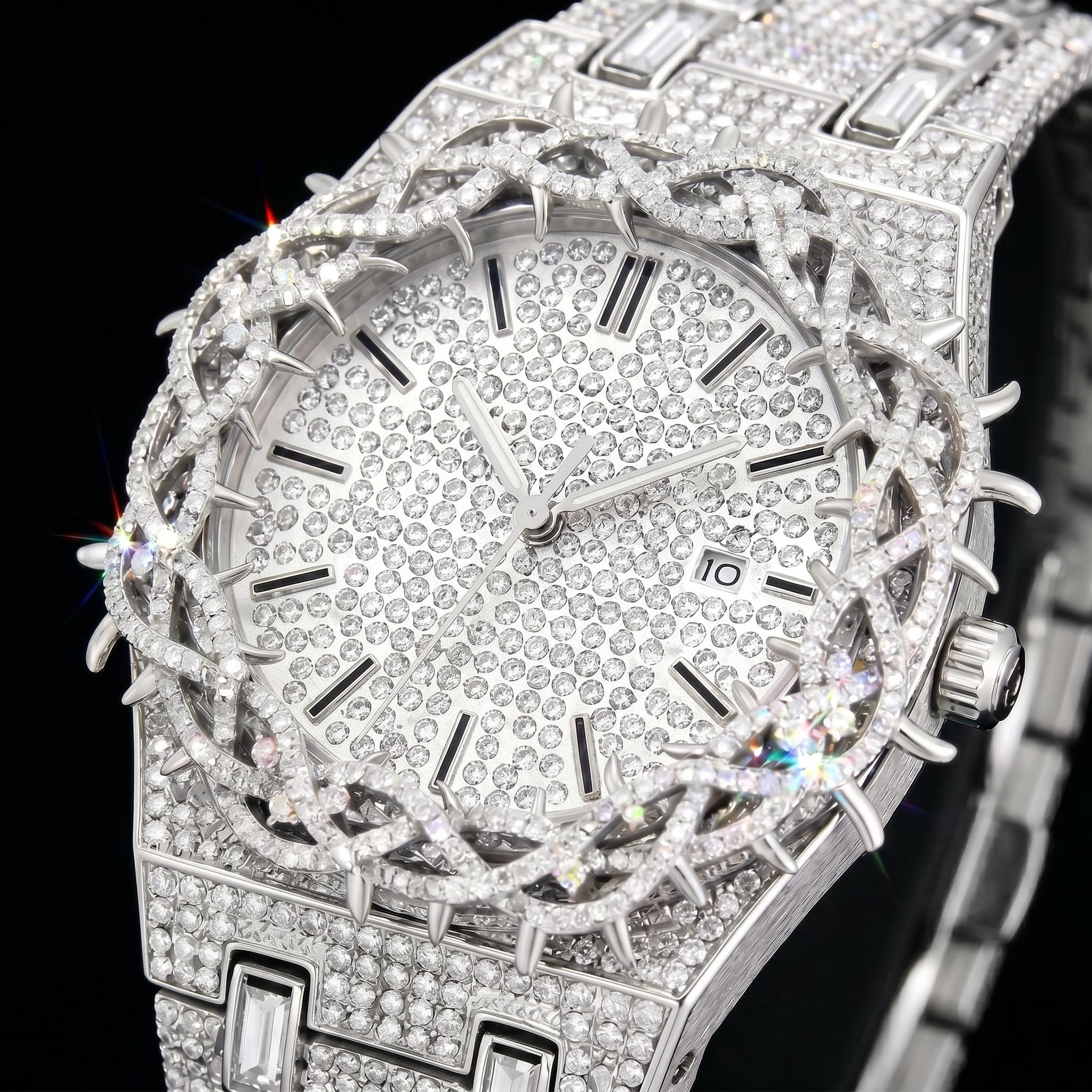 Iced Thorn Bezel Watch in White Gold Iced Thorn Bezel Watch in White Gold