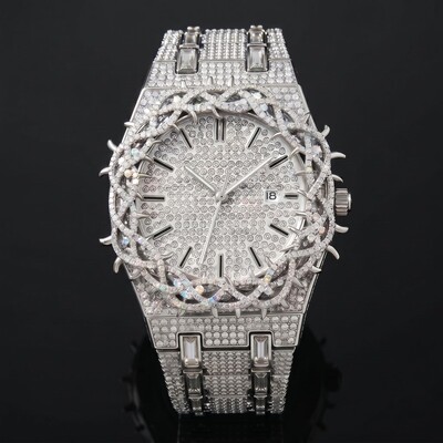 Iced Thorn Bezel Watch in White Gold Iced Thorn Bezel Watch in White Gold