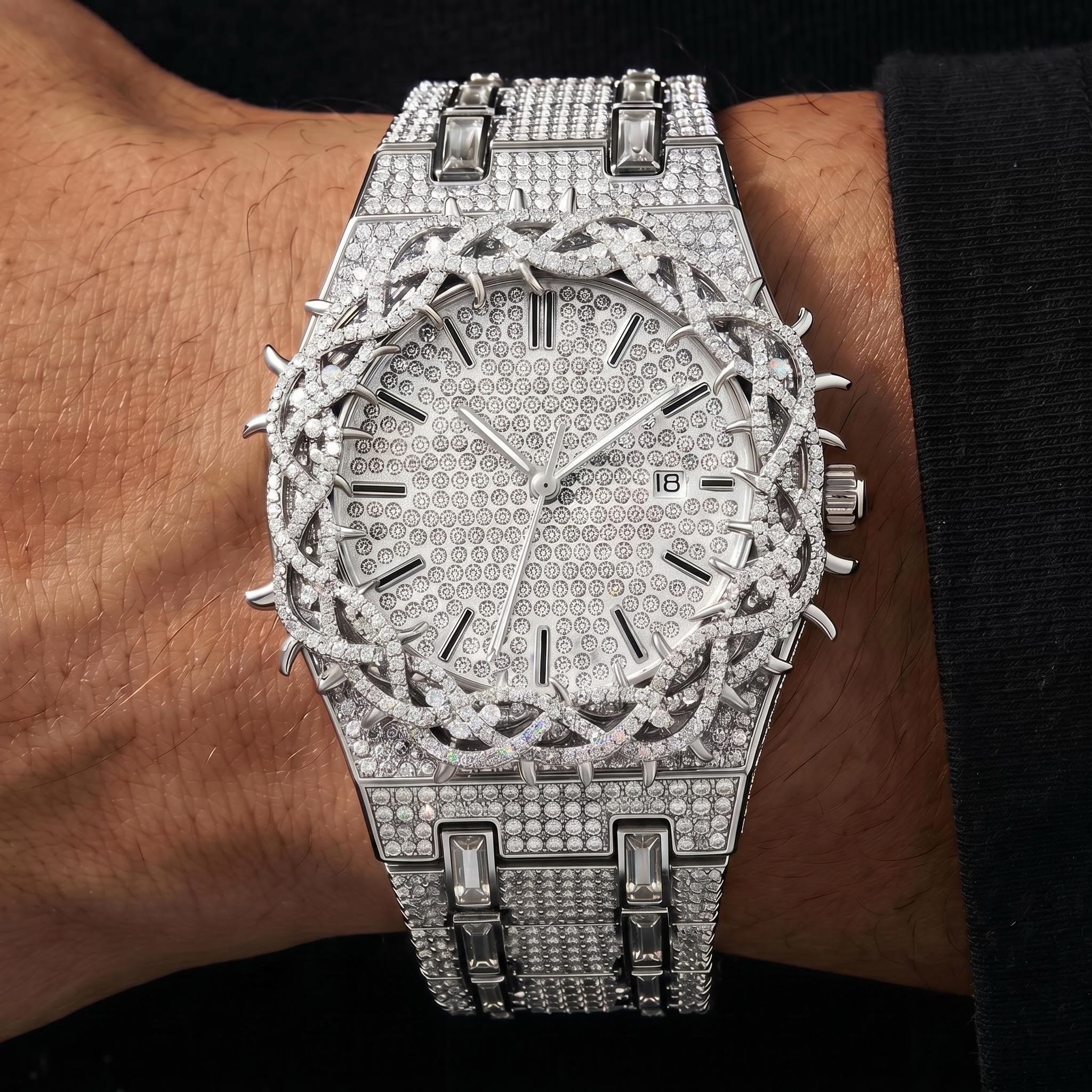 Iced Thorn Bezel Watch in White Gold Iced Thorn Bezel Watch in White Gold