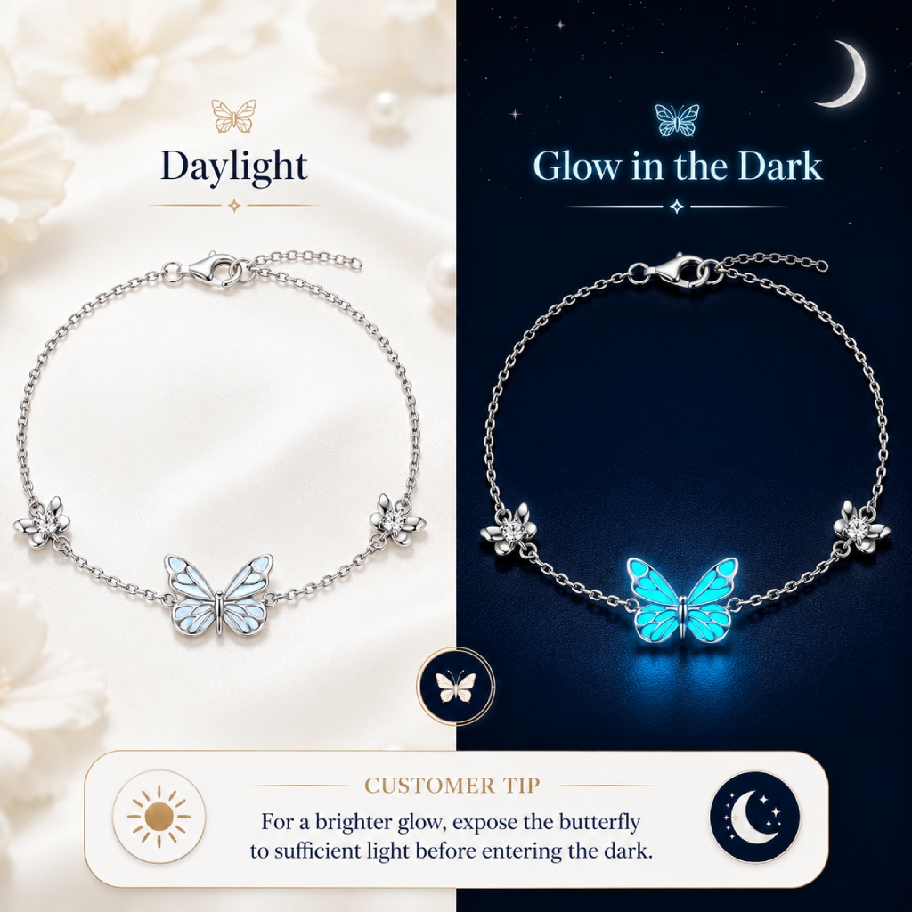Blue Butterfly Glow S925 Silver Bracelet Blue Butterfly Glow S925 Silver Bracelet