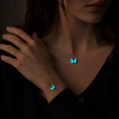 Blue Butterfly Glow S925 Silver Bracelet