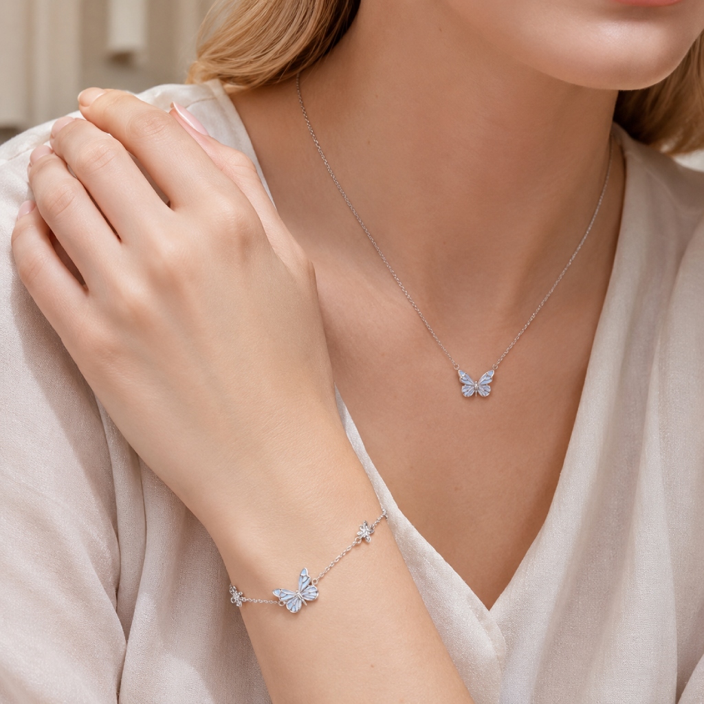 Blue Butterfly Glow S925 Silver Bracelet Blue Butterfly Glow S925 Silver Bracelet