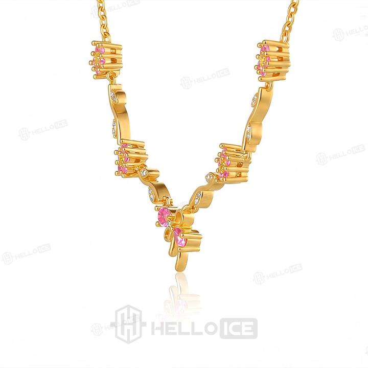 1.12 ct.tw Pink Stone Teardrop Bow Rose Bracelet with Floral Accents 1.12 ct.tw Pink Stone Teardrop Bow Rose Bracelet with Floral Accents
