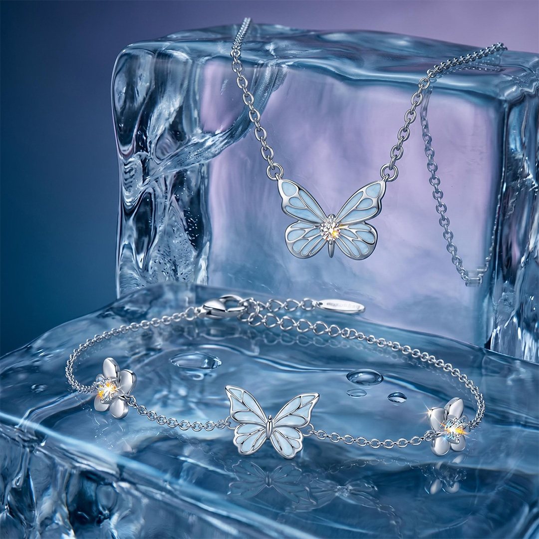Blue Butterfly Glow S925 Silver Bundle Set -4Pcs Blue Butterfly Glow S925 Silver Bundle Set -4Pcs
