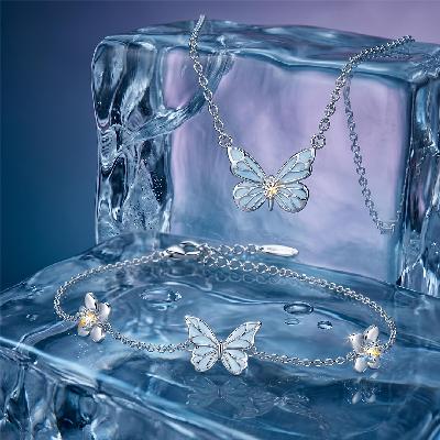 Blue Butterfly Glow S925 Silver Bundle Set -4Pcs