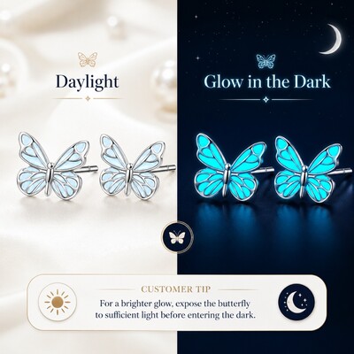 Blue Butterfly Glow S925 Silver Earrings