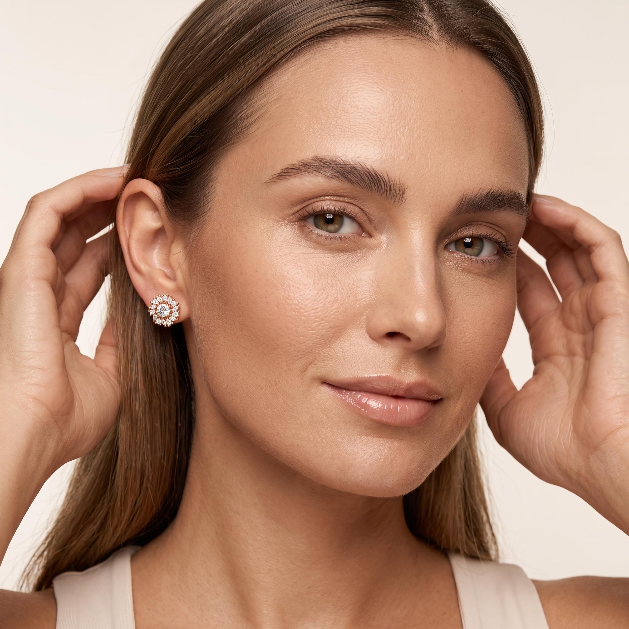 2.12 ct.tw. Sunflower Floral Cluster Stud Earrings 2.12 ct.tw. Sunflower Floral Cluster Stud Earrings