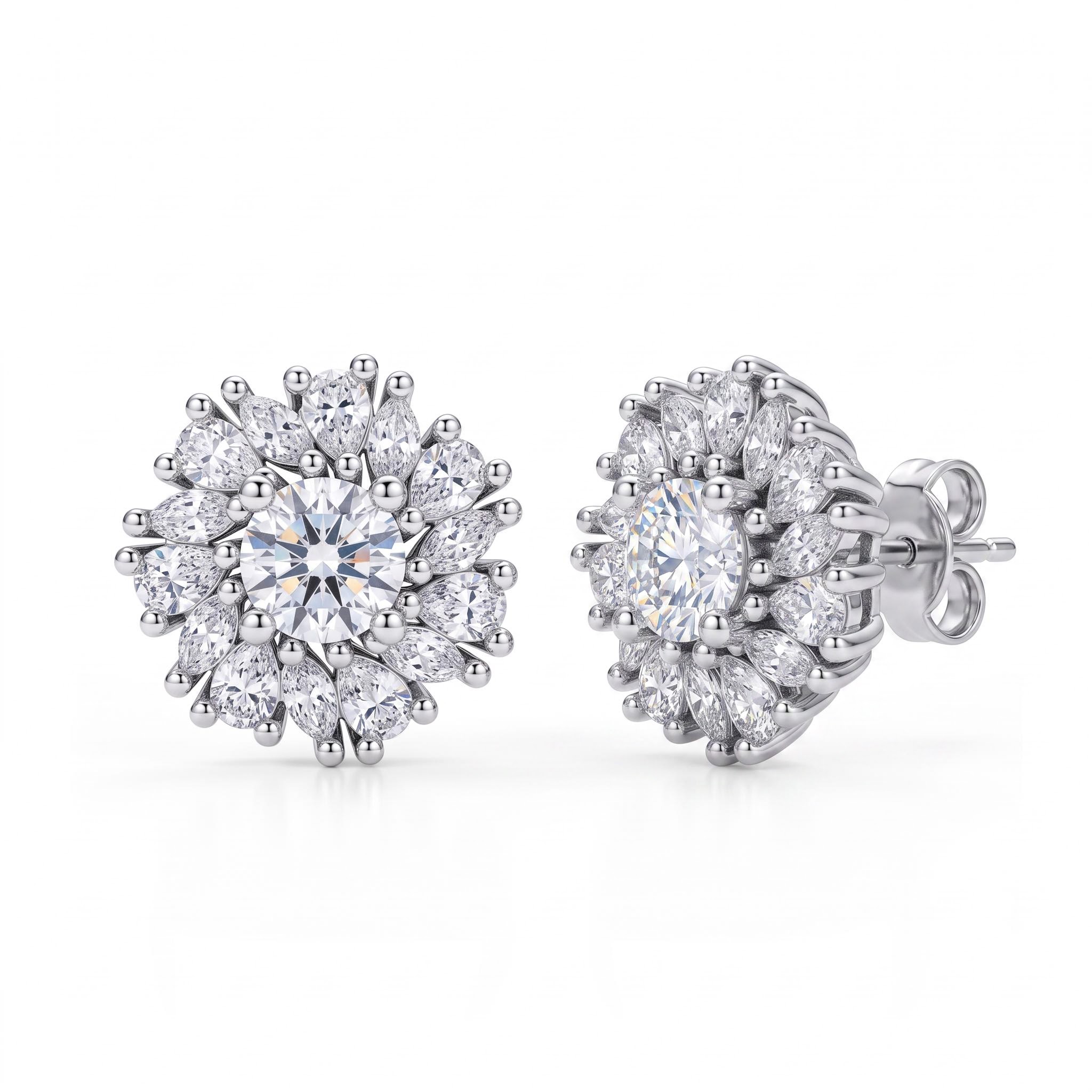 2.12 ct.tw. Sunflower Floral Cluster Stud Earrings 2.12 ct.tw. Sunflower Floral Cluster Stud Earrings