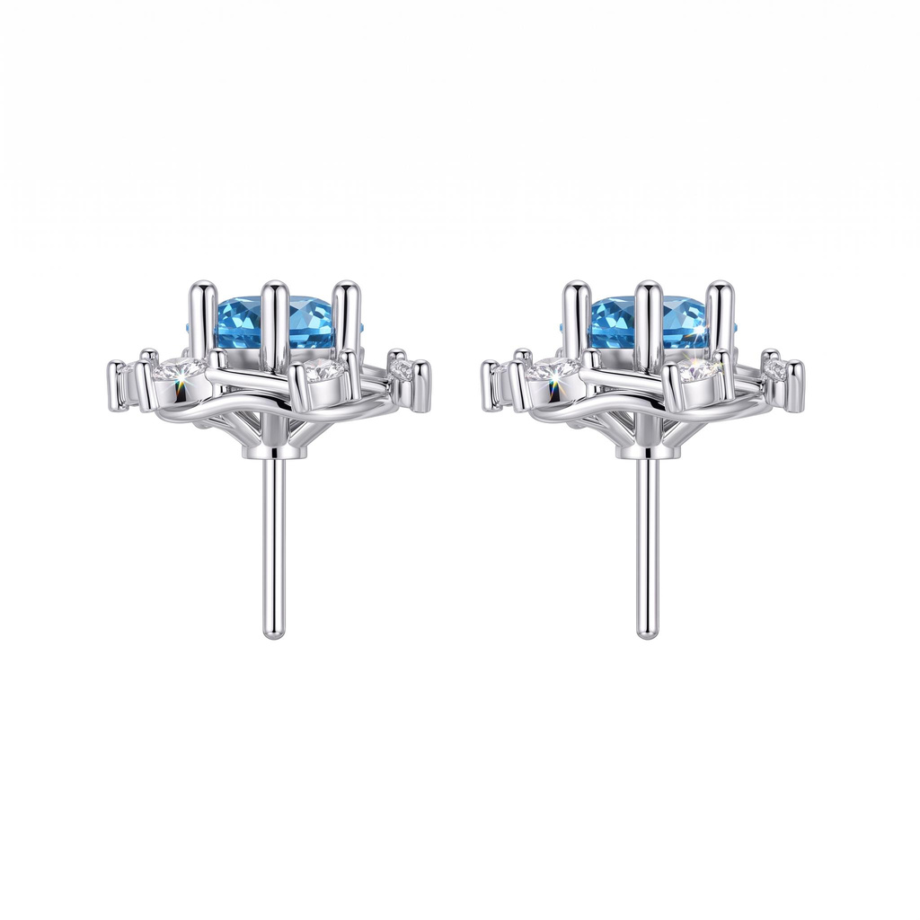 4.36 ct.tw. Blue Round Cut Twisted Marquise Accent Earrings 4.36 ct.tw. Blue Round Cut Twisted Marquise Accent Earrings