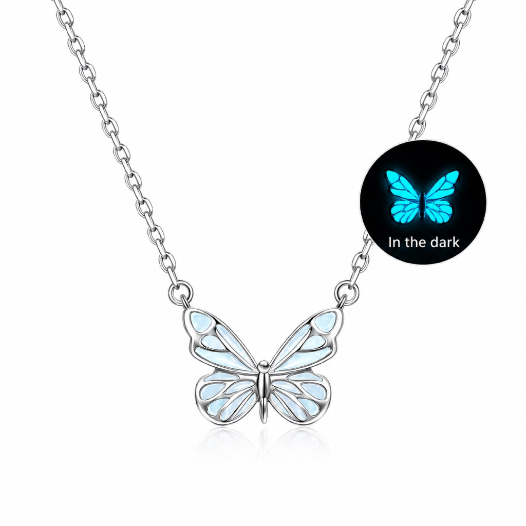 Blue Butterfly Glow S925 Silver Pendant Neckalce Blue Butterfly Glow S925 Silver Pendant Neckalce