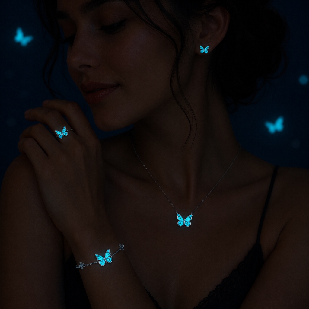 Blue Butterfly Glow S925 Silver Pendant Neckalce Blue Butterfly Glow S925 Silver Pendant Neckalce
