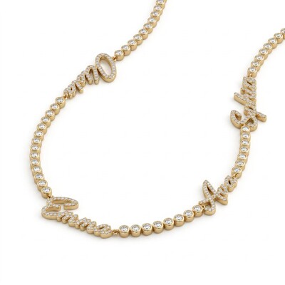 Personalized Custom Multi Name Bezel-set Tennis Chain