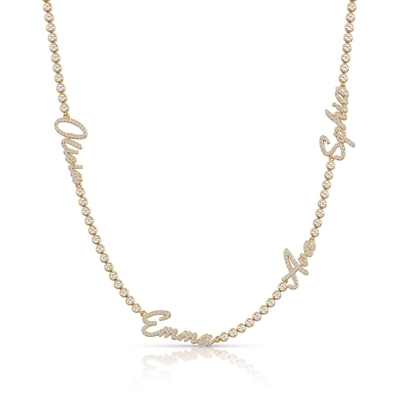 Personalized Custom Multi Name Bezel-set Tennis Chain