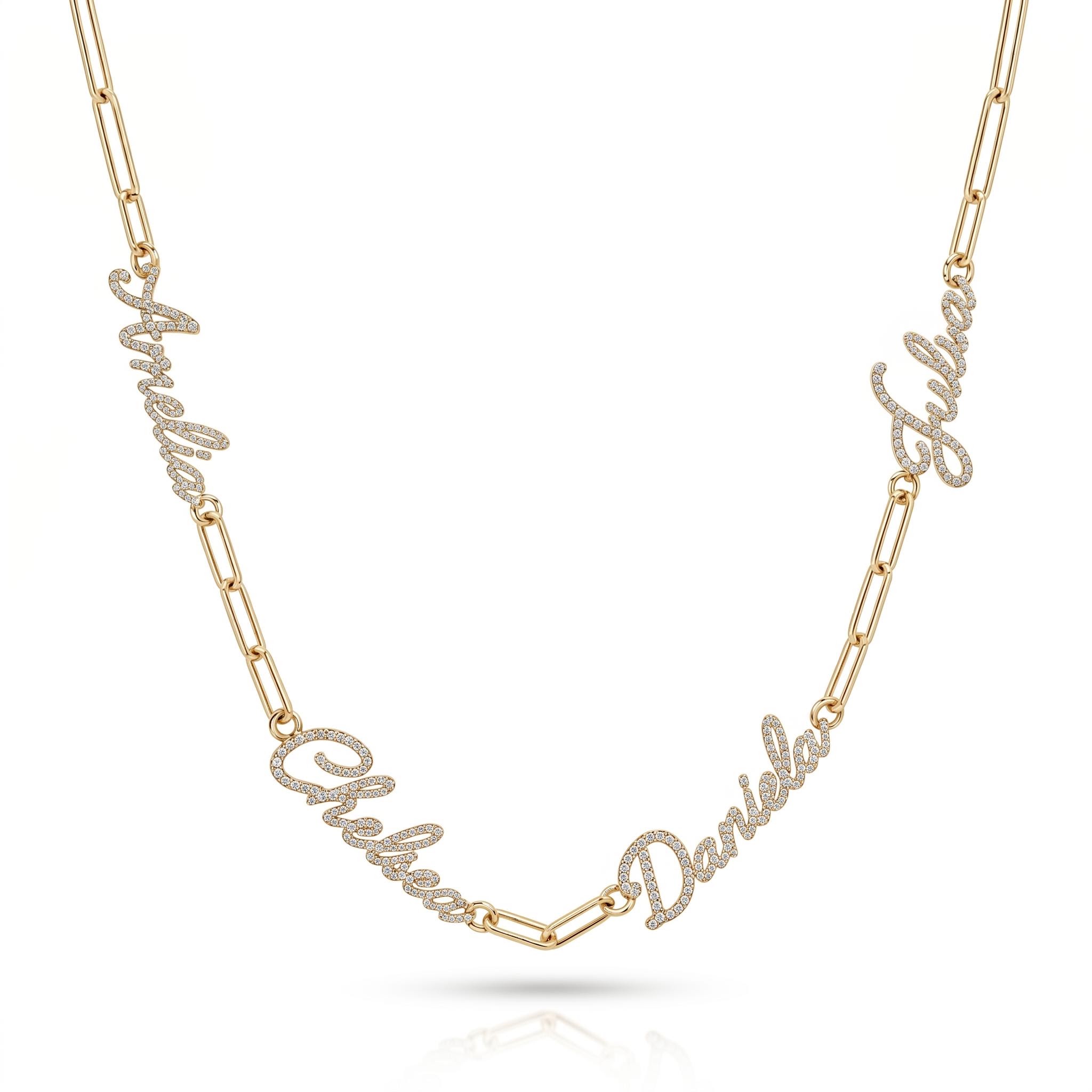 Personalized Custom Multi Name Paperclip Chain Personalized Custom Multi Name Paperclip Chain