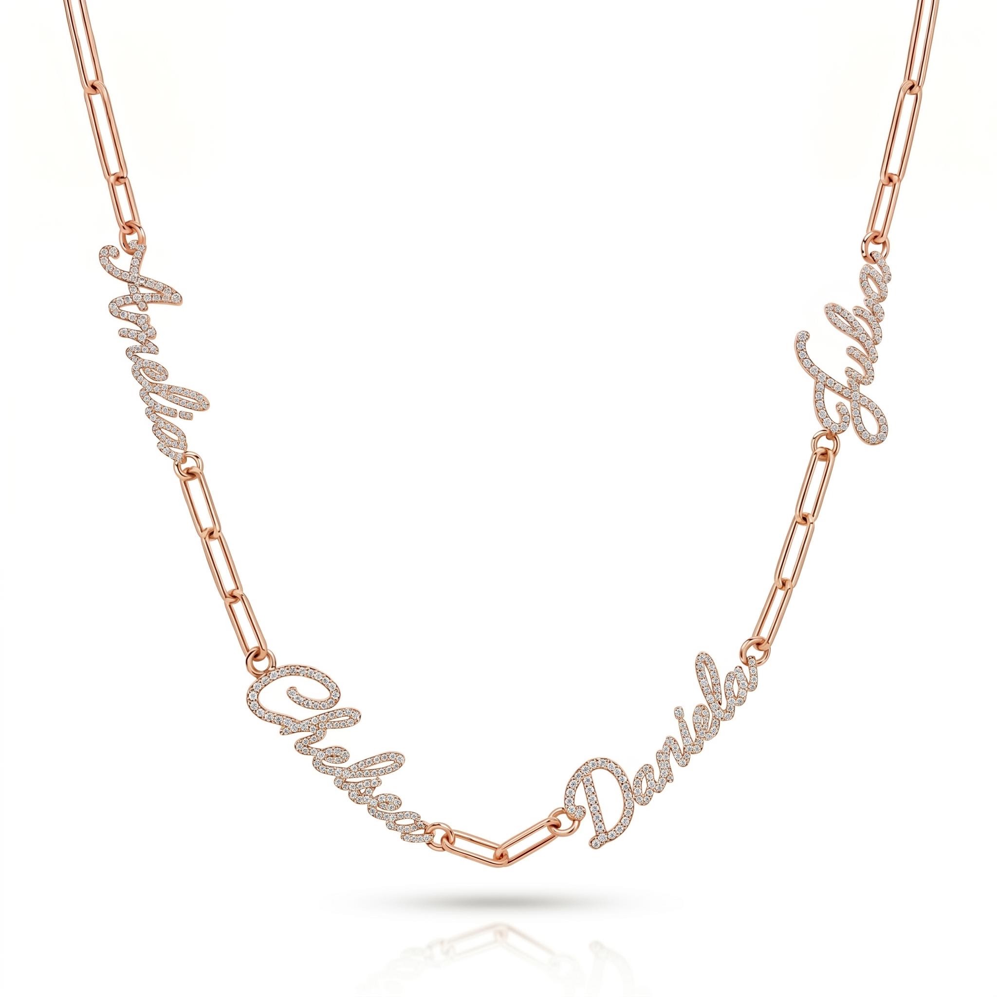 Personalized Custom Multi Name Paperclip Chain Personalized Custom Multi Name Paperclip Chain