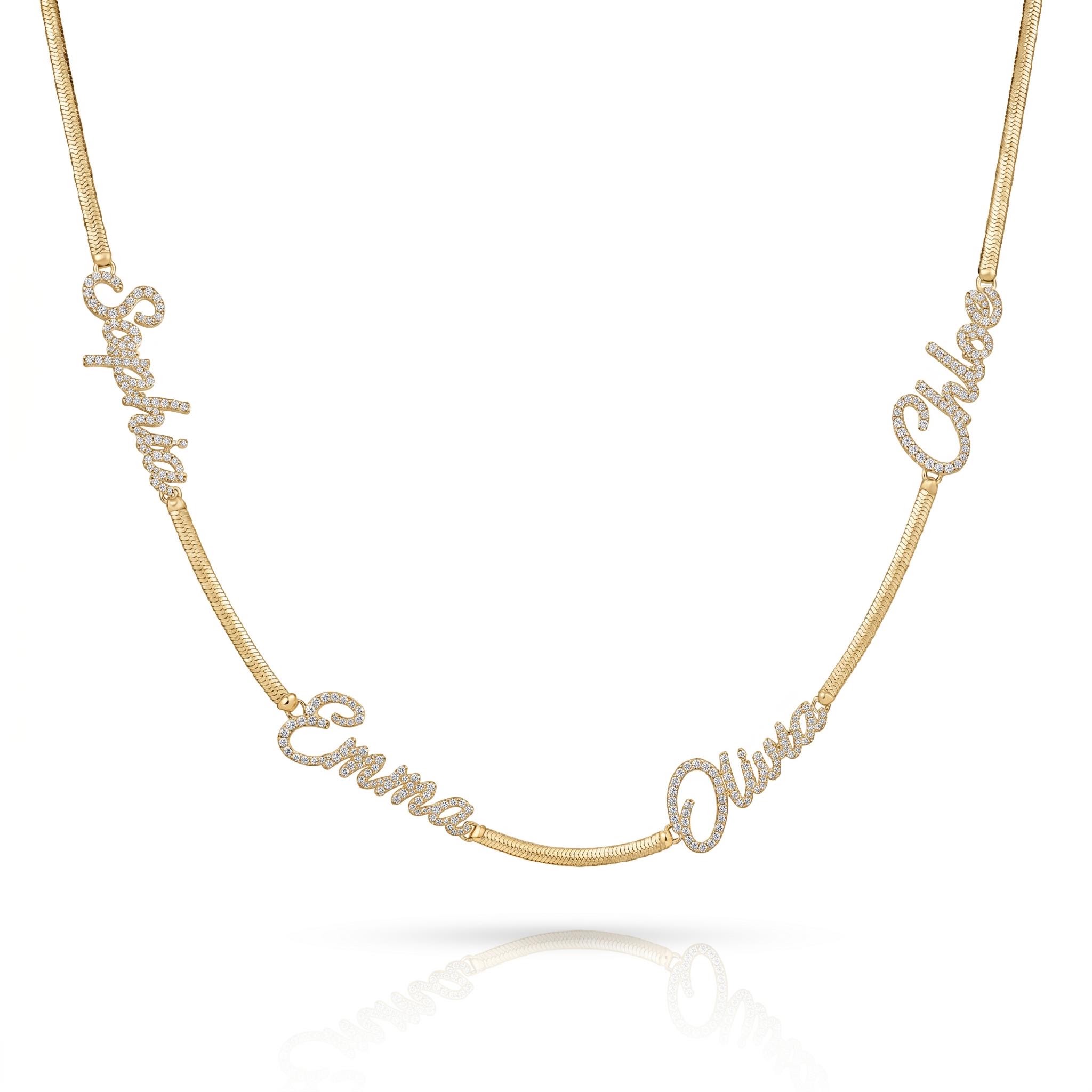 Personalized Custom Multi Name Snake Chain Personalized Custom Multi Name Snake Chain
