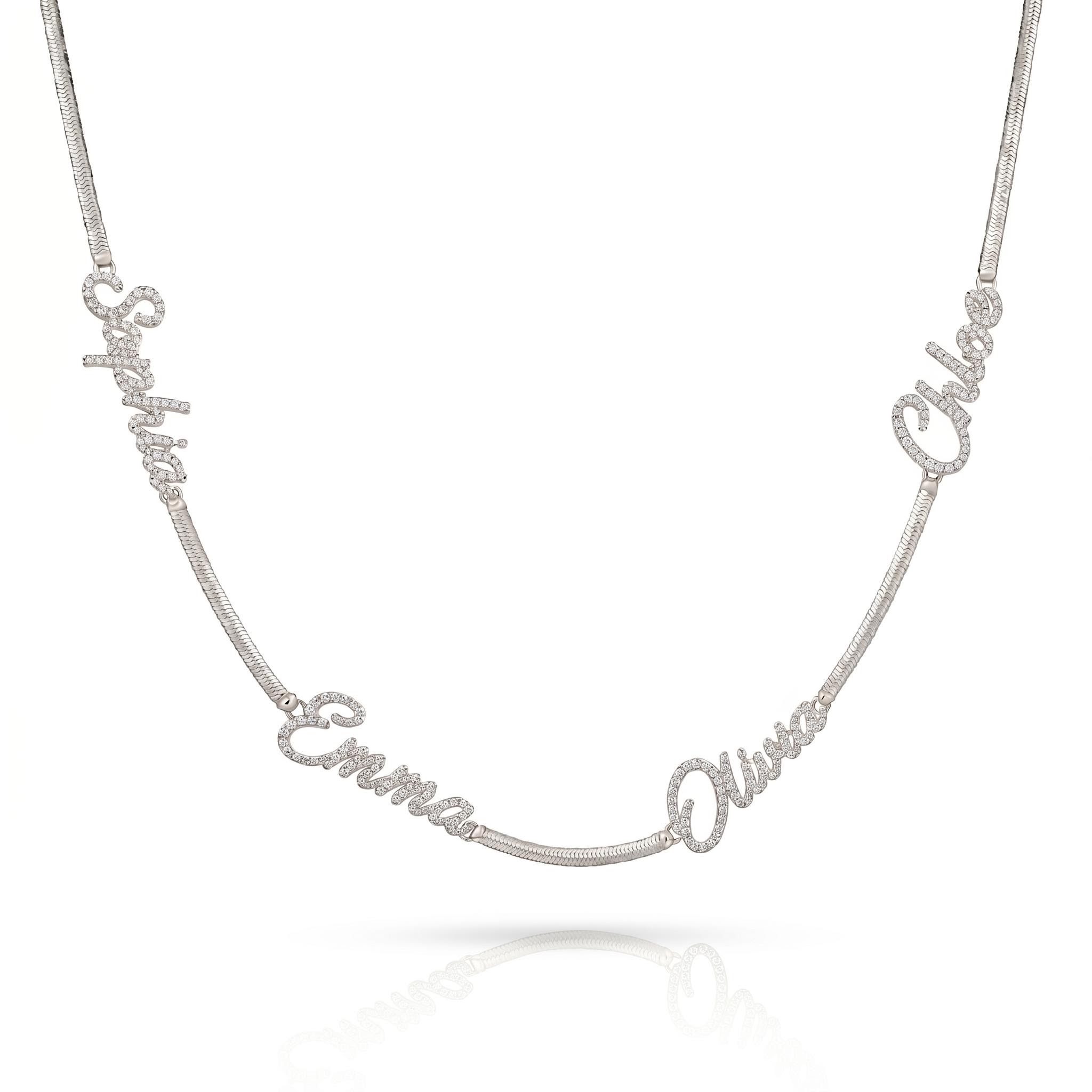 Personalized Custom Multi Name Snake Chain Personalized Custom Multi Name Snake Chain