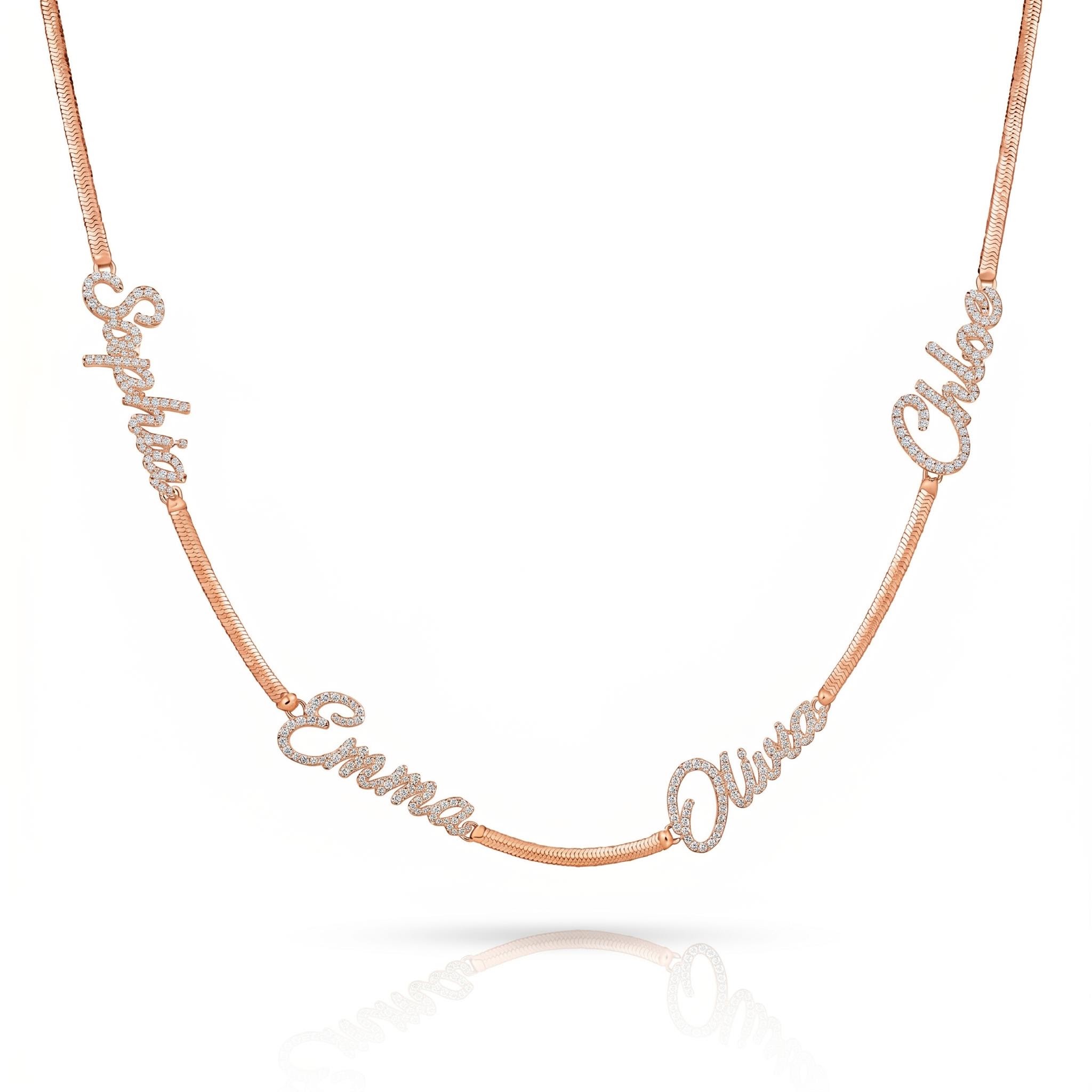 Personalized Custom Multi Name Snake Chain Personalized Custom Multi Name Snake Chain