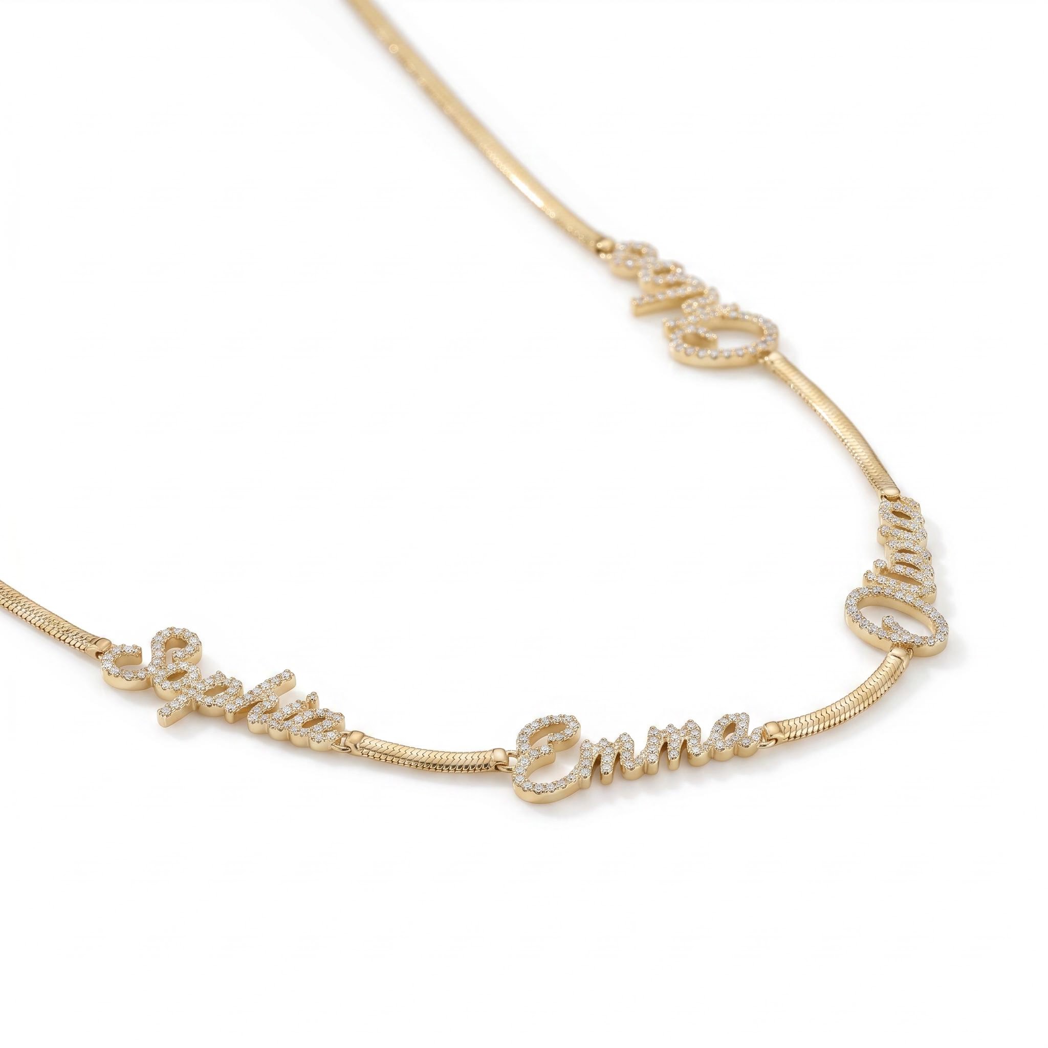 Personalized Custom Multi Name Snake Chain Personalized Custom Multi Name Snake Chain
