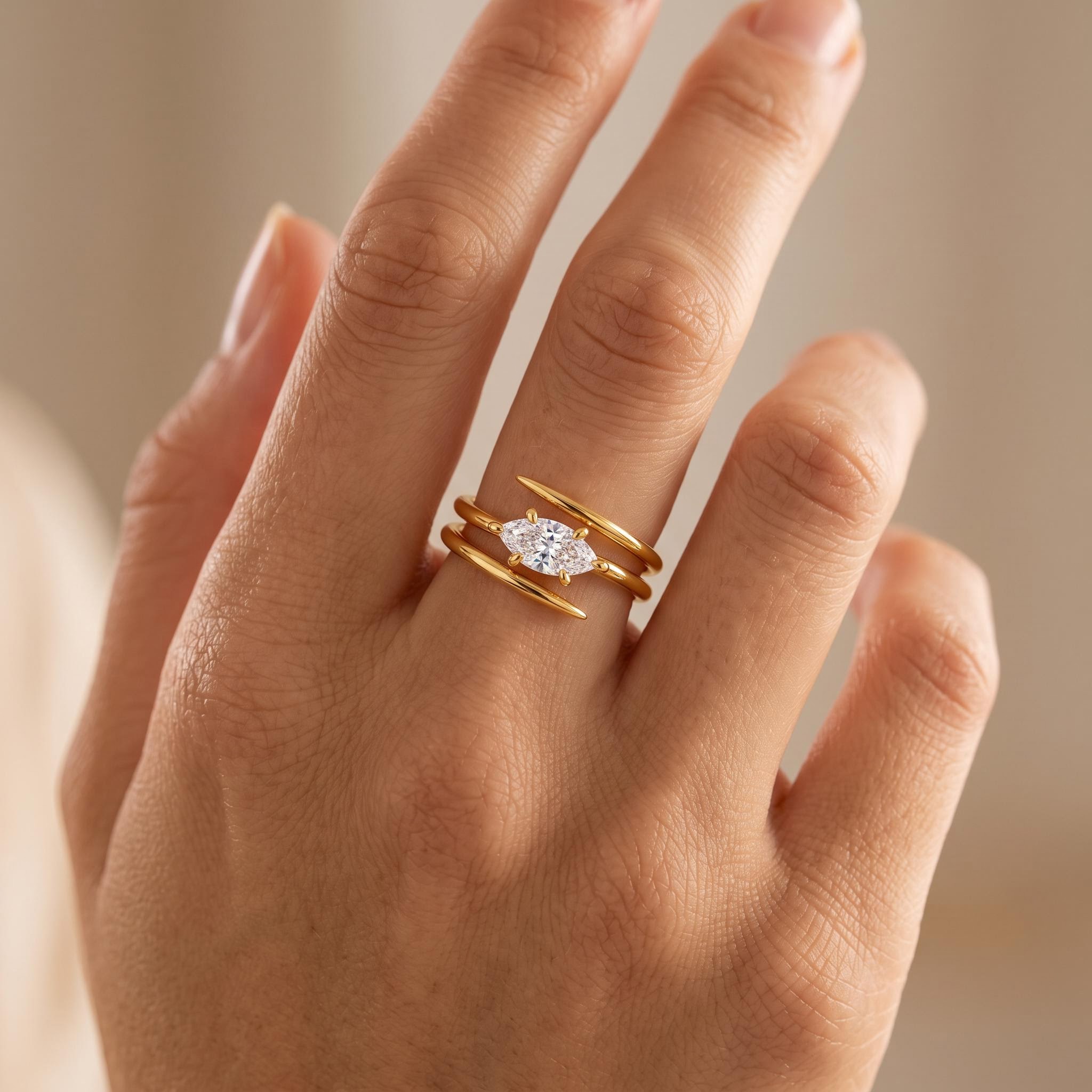 2 ct.tw. Marquise Cut Triple Spiral Fashion Ring 2 ct.tw. Marquise Cut Triple Spiral Fashion Ring