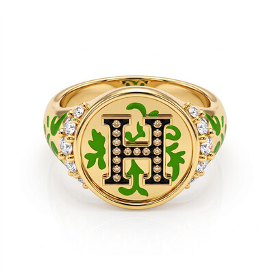 1.1ct.tw. Luminous Personalized Letter Inlaid Champagne Stone Ring