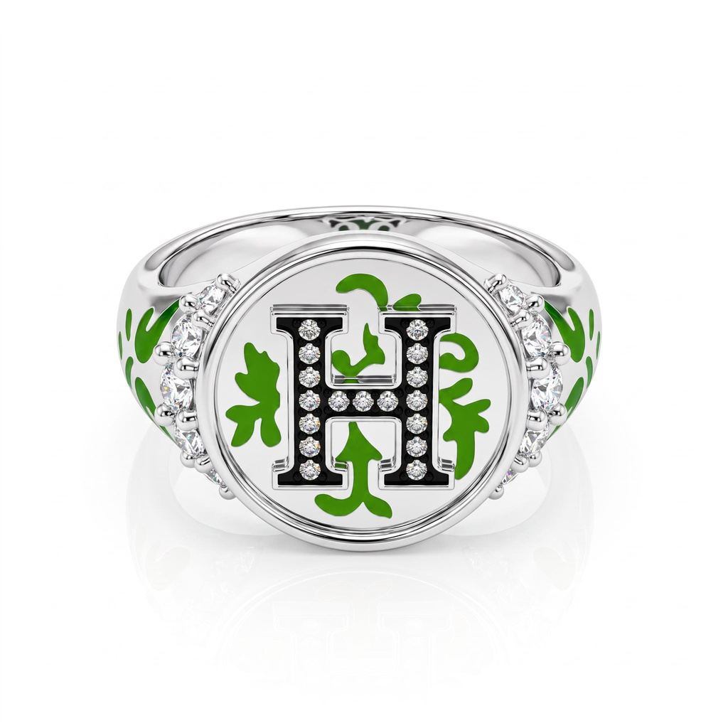 1.1ct.tw. Luminous Personalized Letter Inlaid Champagne Stone Ring