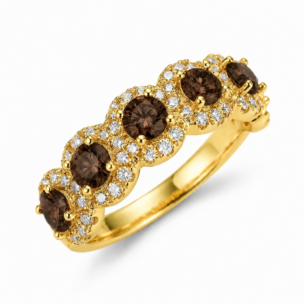 Round Coffee Chocolate Halo Band Ring Round Coffee Chocolate Halo Band Ring