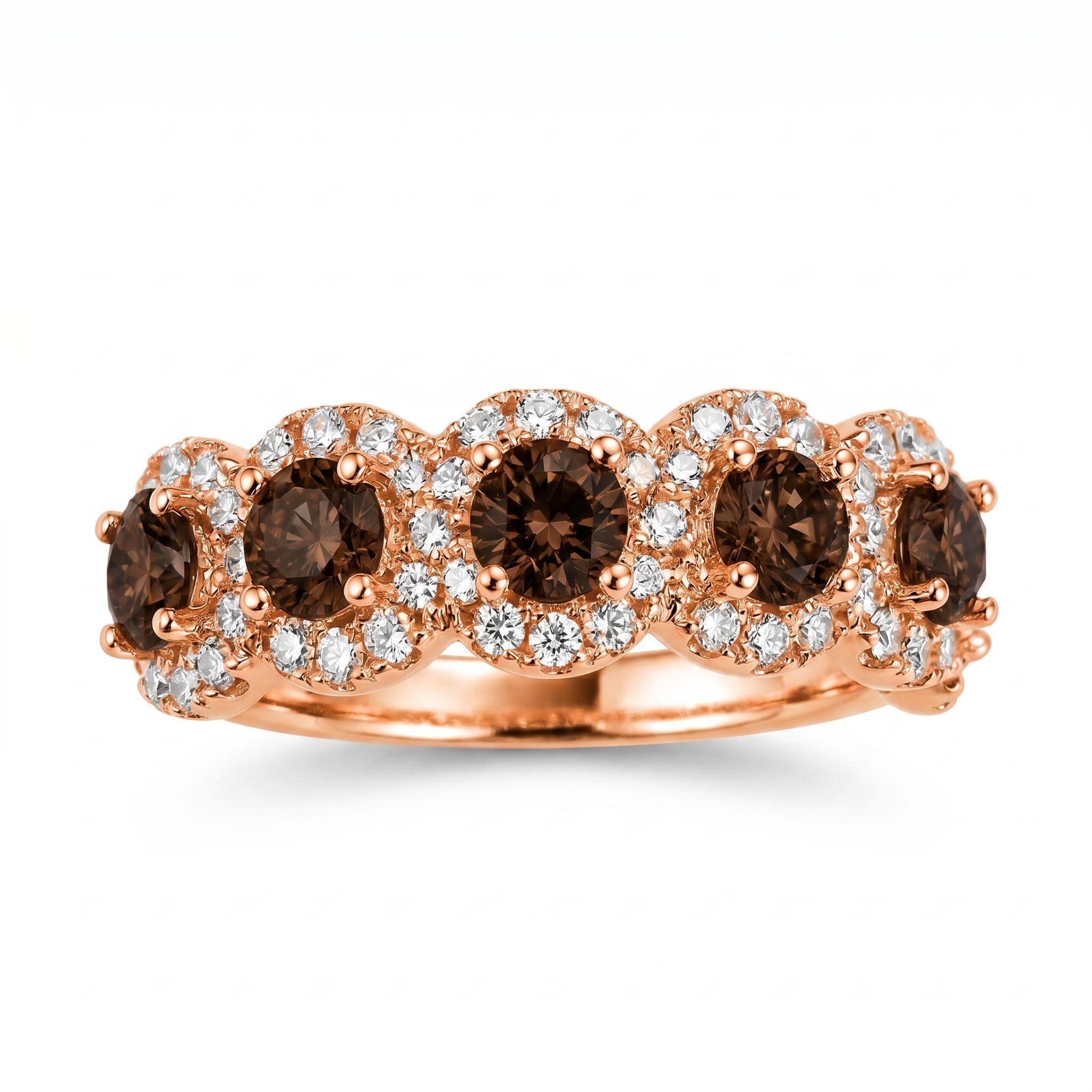 Round Coffee Chocolate Halo Band Ring Round Coffee Chocolate Halo Band Ring